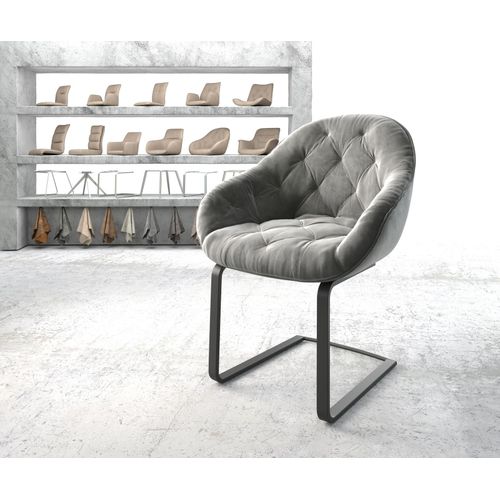 Fauteuil Gaio-Flex Cantilever Plat Noir Velours Gris