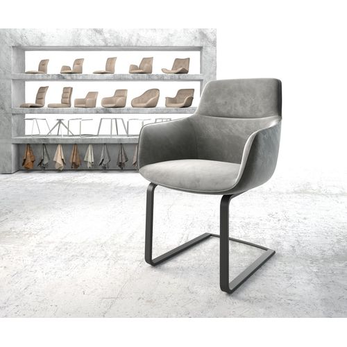 Chaise Pejo-Flex Cantilever Plat Noir Velours Gris