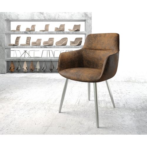 Chaise Pejo-Flex 4-Pieds Conique Acier Inoxydable Vintage Marron