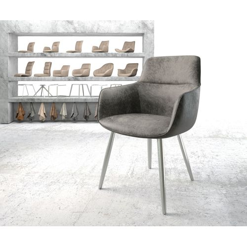 Chaise Pejo-Flex 4-Pieds Conique Acier Inoxydable Vintage Gris