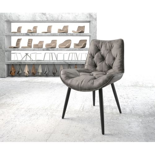 Chaise Taimi-Flex 4-Pieds Conique Noir Vintage Gris