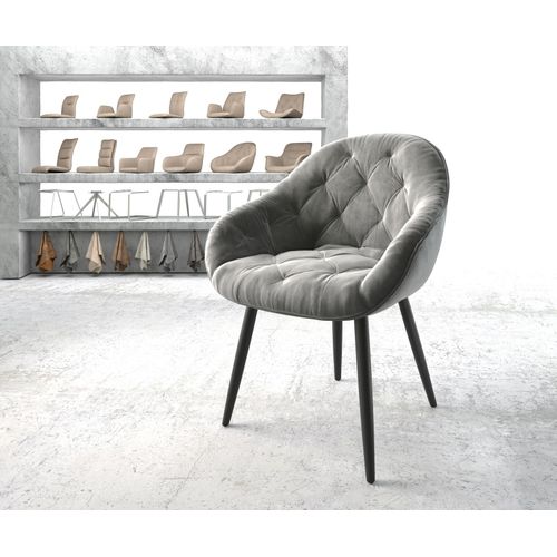 Fauteuil Gaio-Flex 4-Pieds Conique Noir Velours Gris