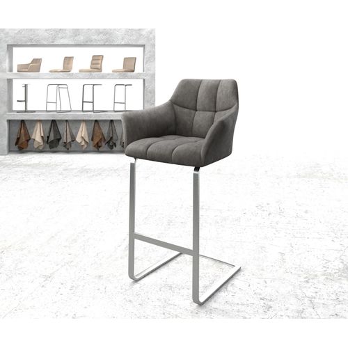 Chaise-De-Bar Yulo-Flex Cantilever Plat Acier Inoxydable Vintage Anthracite
