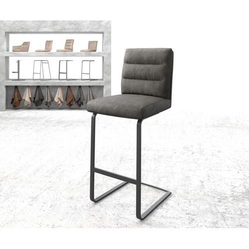 Chaise-De-Bar Pela-Flex Cantilever Plat Métal Vintage Anthracite