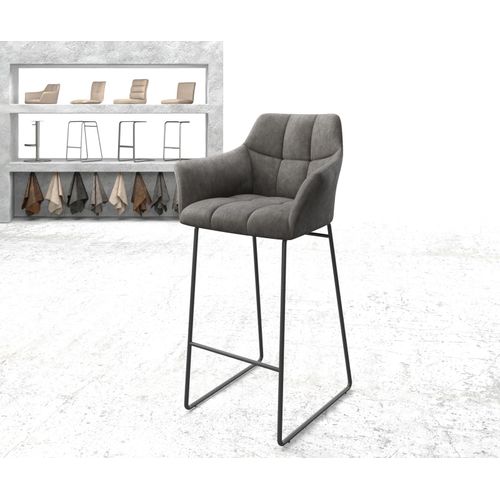 Chaise-De-Bar Yulo-Flex Cadre Patin Métal Vintage Anthracite
