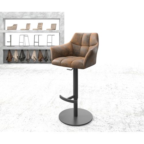 Chaise-De-Bar Yulo-Flex Base Tournante Réglable En Haut Métal Vintage Marron