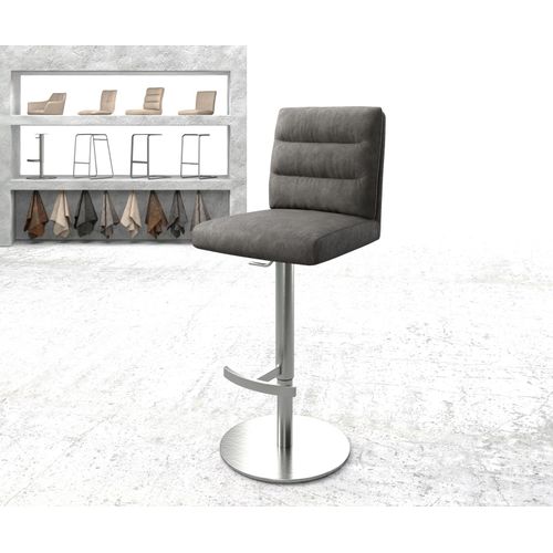 Chaise-De-Bar Pela-Flex Base Tournante Réglable En Haut Acier Inoxydable Vintage Anthracite