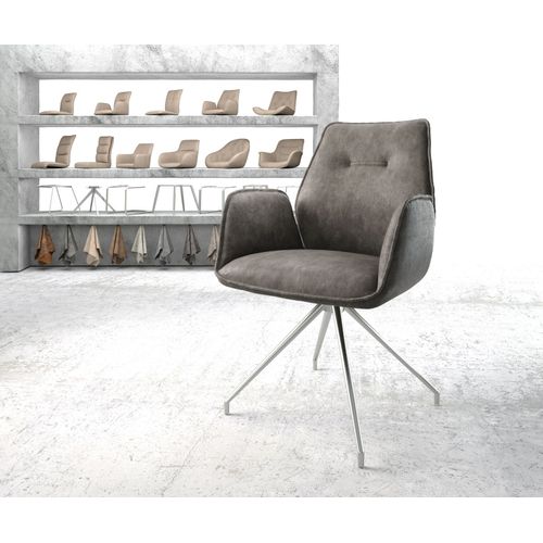 Chaise-Pivotante Zoa-Flex Cadre Croisé Conique Acier Inoxydable Vintage Anthracite