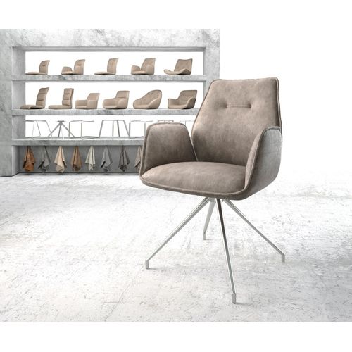 Chaise-Pivotante Zoa-Flex Cadre Croisé Conique Acier Inoxydable Vintage Taupe