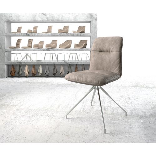 Chaise-Pivotante Vinjo-Flex Cadre Croisé Conique Acier Inoxydable Vintage Taupe