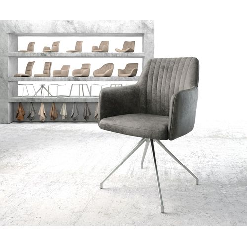 Chaise-Pivotante Greg-Flex Cadre Croisé Conique Acier Inoxydable Vintage Gris