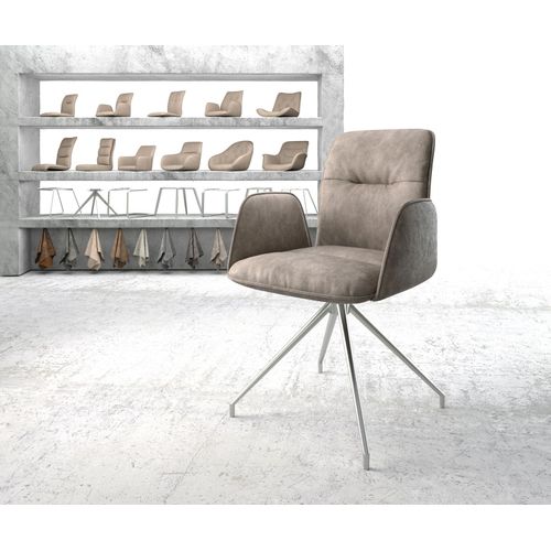 Chaise-Pivotante Vinja-Flex Cadre Croisé Conique Acier Inoxydable Vintage Taupe