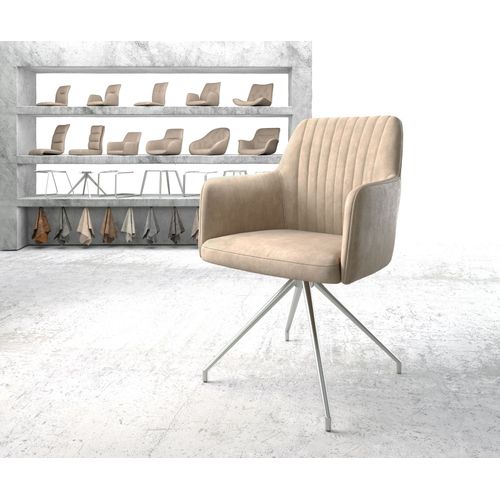 Chaise-Pivotante Greg-Flex Cadre Croisé Conique Acier Inoxydable Vintage Beige