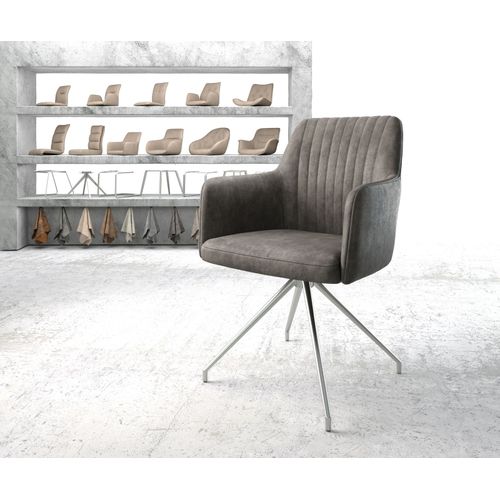 Chaise-Pivotante Greg-Flex Cadre Croisé Conique Acier Inoxydable Vintage Anthracite