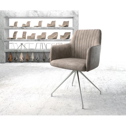 Chaise-Pivotante Greg-Flex Cadre Croisé Conique Acier Inoxydable Vintage Taupe