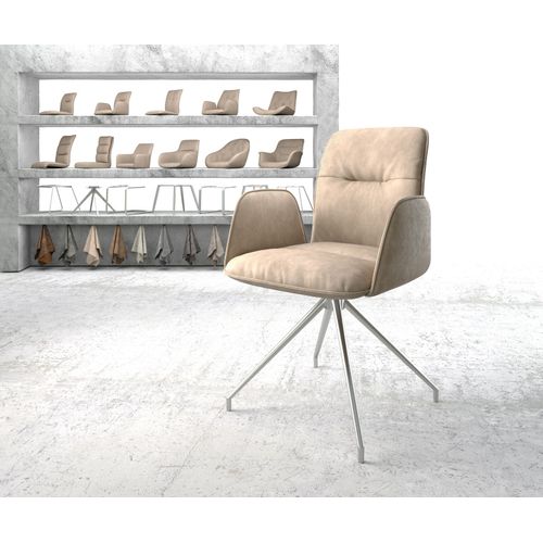 Chaise-Pivotante Vinja-Flex Cadre Croisé Conique Acier Inoxydable Vintage Beige