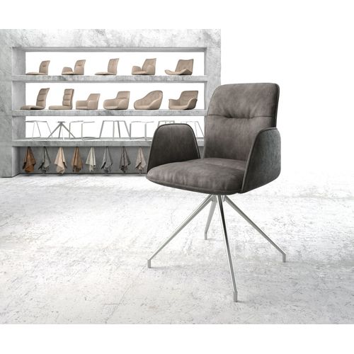 Chaise-Pivotante Vinja-Flex Cadre Croisé Conique Acier Inoxydable Vintage Anthracite