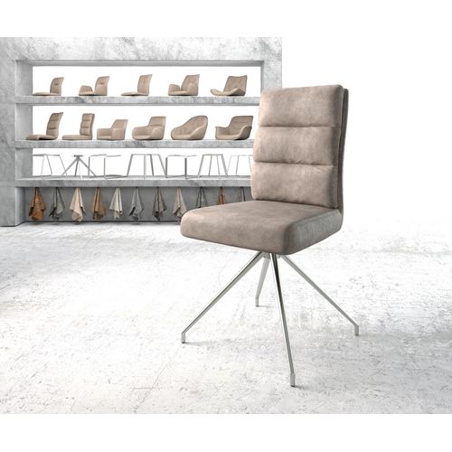 Chaise-Pivotante Pela-Flex Cadre Croisé Conique Acier Inoxydable Vintage Taupe