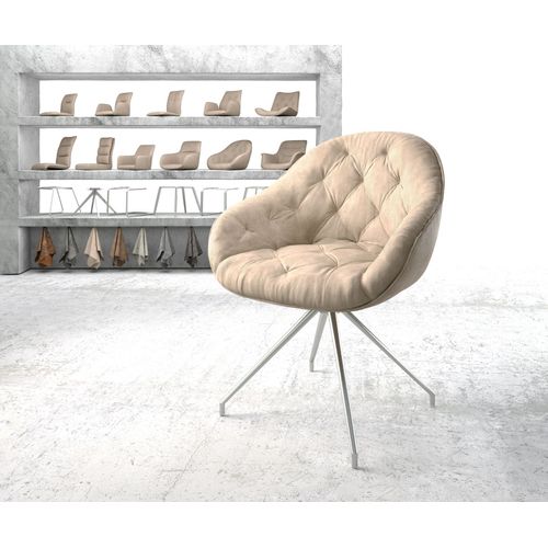 Chaise-Pivotante Gaio-Flex Cadre Croisé Conique Acier Inoxydable Vintage Beige