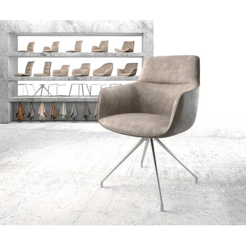 Chaise-Pivotante Pejo-Flex Cadre Croisé Conique Acier Inoxydable Vintage Taupe