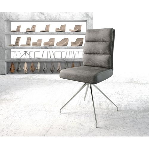 Chaise-Pivotante Pela-Flex Cadre Croisé Conique Acier Inoxydable Vintage Gris