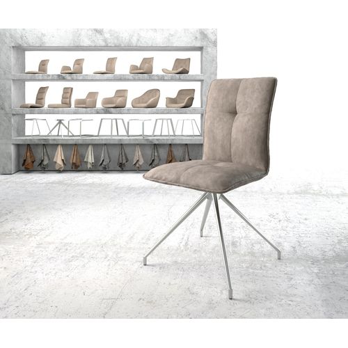 Chaise-Pivotante Maddy-Flex Cadre Croisé Conique Acier Inoxydable Vintage Taupe