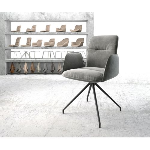 Chaise-Pivotante Vinja-Flex Cadre Croisé Conique Noir Velours Gris
