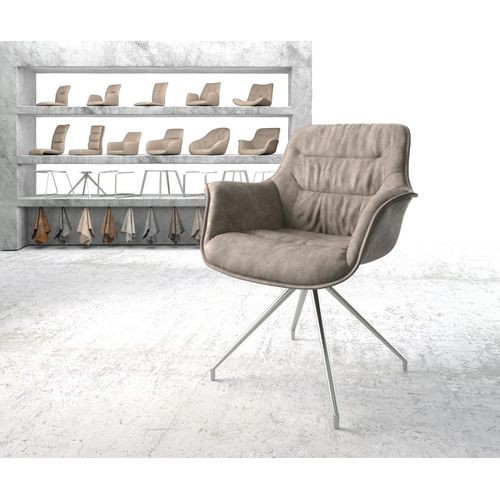 Chaise-Pivotante Kaira-Flex Cadre Croisé Conique Acier Inoxydable Vintage Taupe