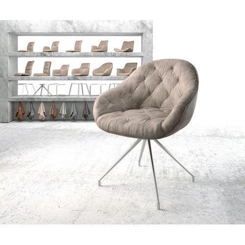 Chaise-Pivotante Gaio-Flex Cadre Croisé Conique Acier Inoxydable Vintage Taupe
