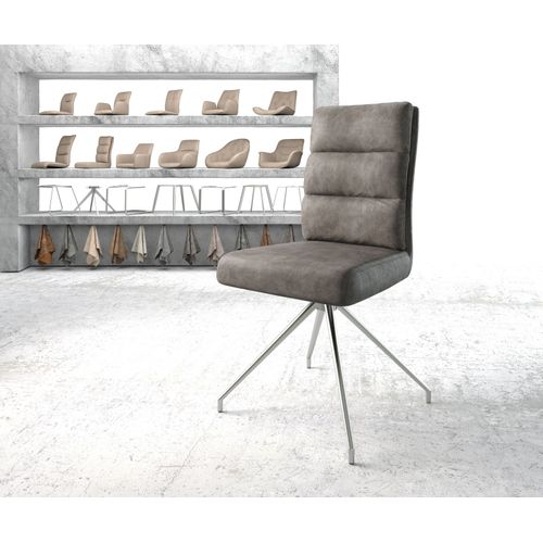 Chaise-Pivotante Pela-Flex Cadre Croisé Conique Acier Inoxydable Vintage Anthracite