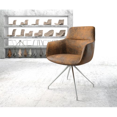 Chaise-Pivotante Pejo-Flex Cadre Crois? Conique Acier Inoxydable Vintage Marron
