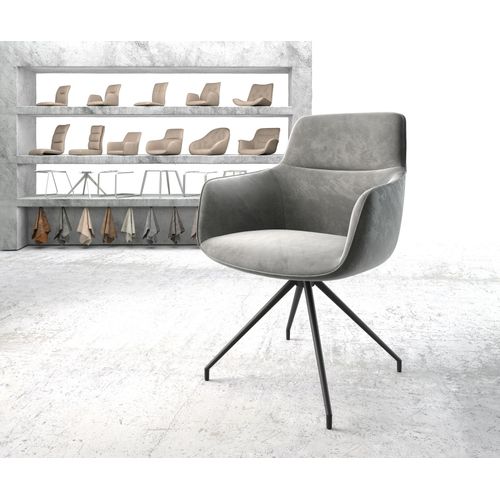 Chaise-Pivotante Pejo-Flex Cadre Croisé Conique Noir Velours Gris