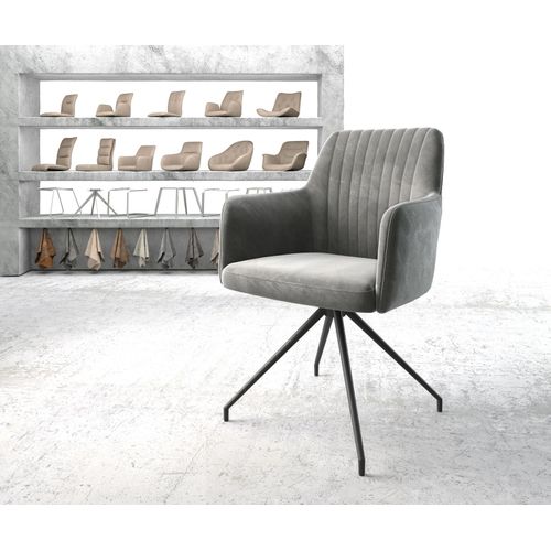 Chaise-Pivotante Greg-Flex Cadre Croisé Conique Noir Velours Gris