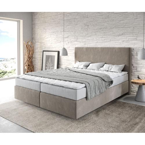 Lit Dream-Well En Microfibre Beige 160x200 Cm Avec Matelas Et Surmatelas