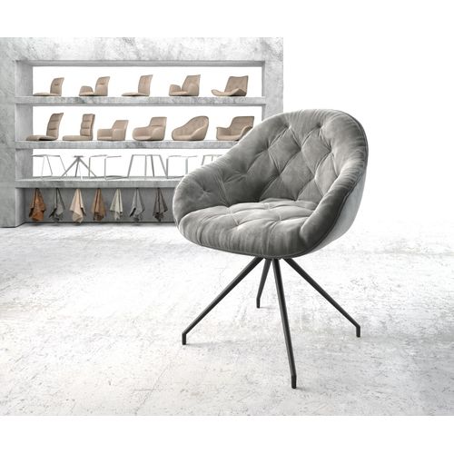 Chaise-Pivotante Gaio-Flex Cadre Croisé Conique Noir Velours Gris