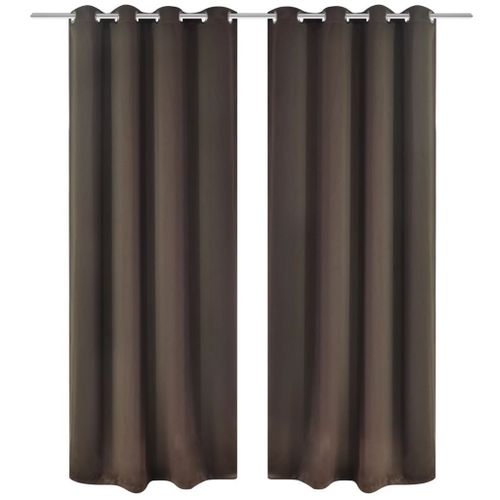 vidaXL Rideau occultant 2 pcs et ¿illets métalliques 135x175 cm Marron
