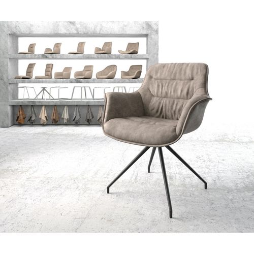 Chaise-Pivotante Kaira-Flex Cadre Crois? Conique Noir Vintage Taupe