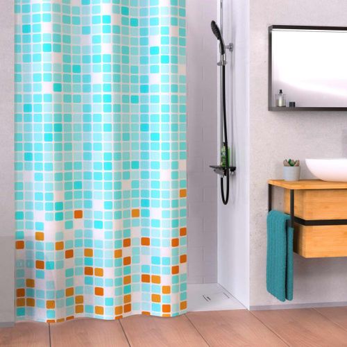 Eisl Rideau De Douche Avec Mosa?Que Bleu-Orange 200x180x0,2 Cm