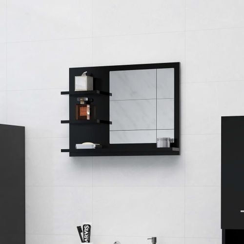 Vidaxl Miroir De Salle De Bain Noir 60x10,5x45 Cm Aggloméré