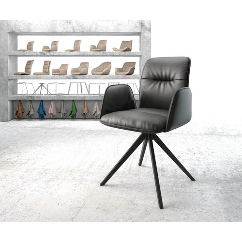 Chaise Pivotante Vinja-Flex Cadre Croisé Angulaire Noir Cuir Véritable Noir