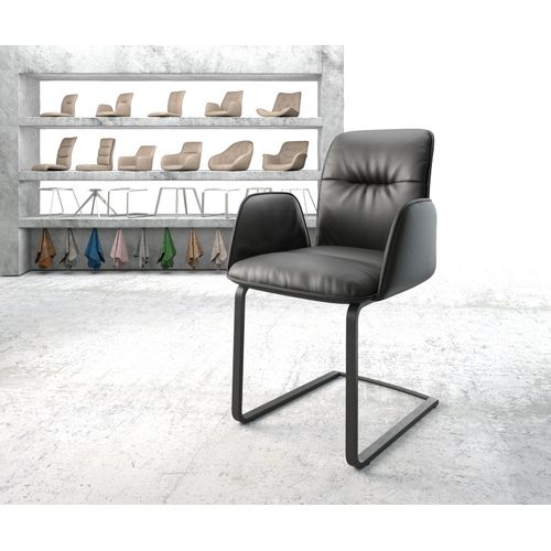 Fauteuil Vinja-Flex Cantilever Plat Noir Cuir Véritable Noir