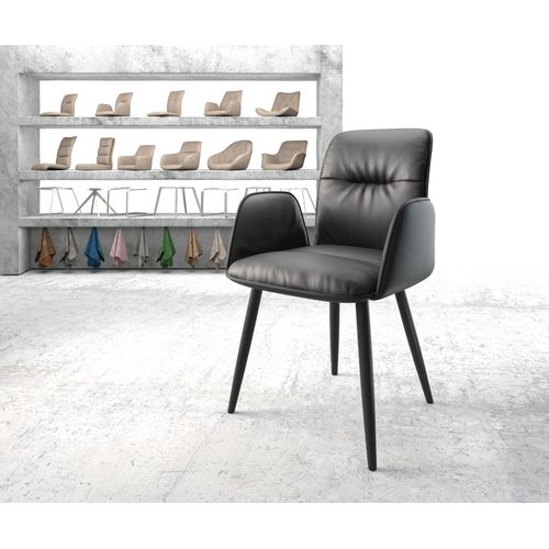 Fauteuil Vinja-Flex 4-Pieds Conique Noir Cuir Véritable Noir