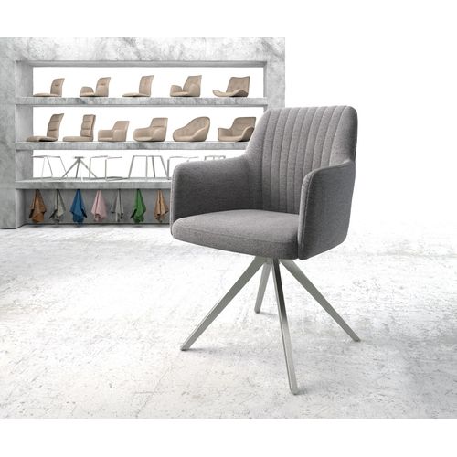 Chaise Pivotante Greg-Flex Cadre Croisé Angulaire Acier Inoxydable Structure Gris Clair
