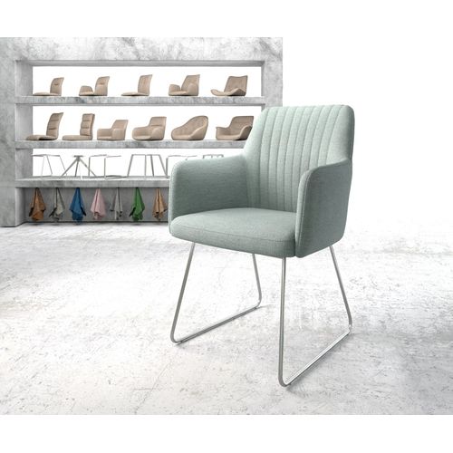 Fauteuil Greg-Flex Cadre Croisé Acier Inoxydable Rayures Gris Mente