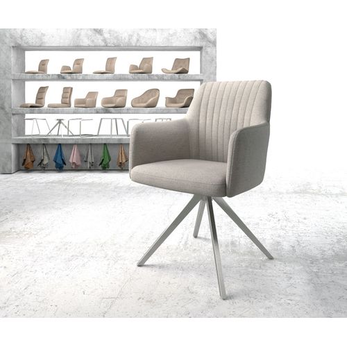 Chaise Pivotante Greg-Flex Cadre Croisé Angulaire Acier Inoxydable Rayures Gris Clair