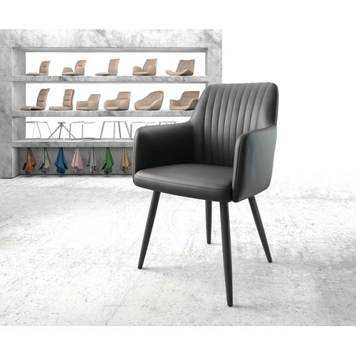 Fauteuil Greg-Flex 4-Pieds Conique Noir Cuir Véritable Noir