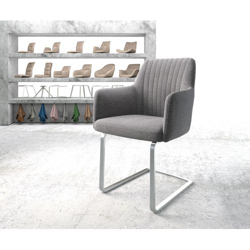 Fauteuil Greg-Flex Cantilever Plat Acier Inoxydable Structure Gris Clair