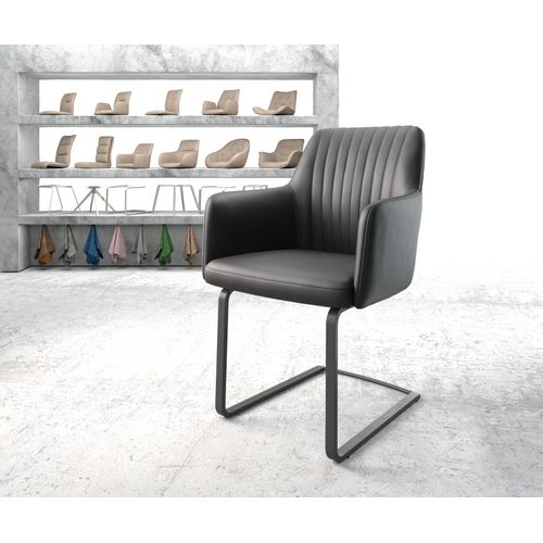 Fauteuil Greg-Flex Cantilever Plat Noir Cuir Véritable Noir