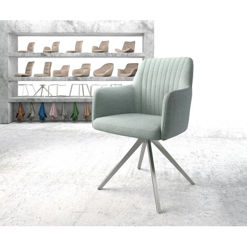 Chaise Pivotante Greg-Flex Cadre Croisé Angulaire Acier Inoxydable Rayures Gris Mente