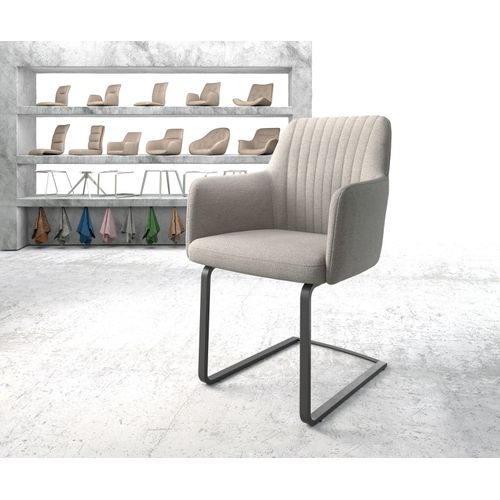 Fauteuil Greg-Flex Cantilever Plat Noir Rayures Gris Clair